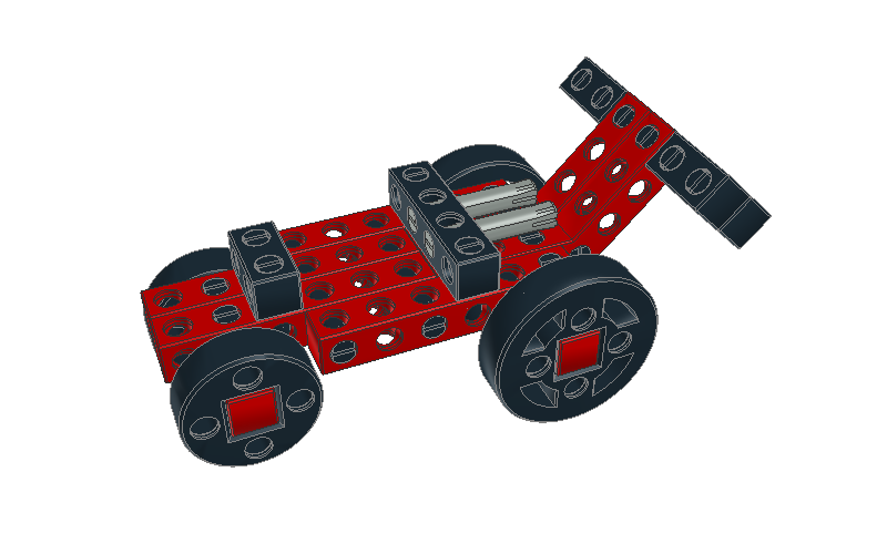 Rendered image of the assembled Racing Formula MINI from the BitBeam kit.
