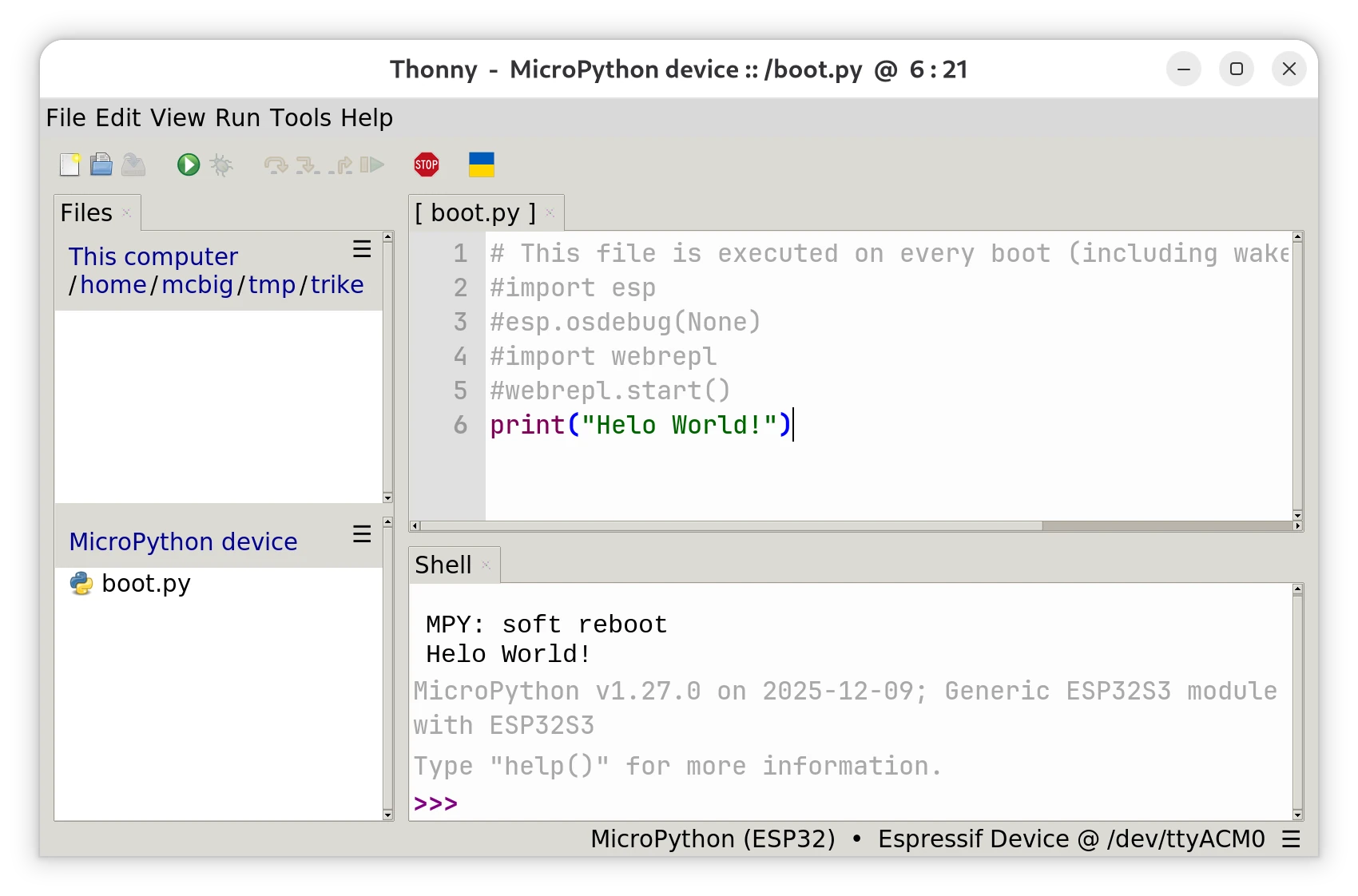 Screenshot Thonny editoru